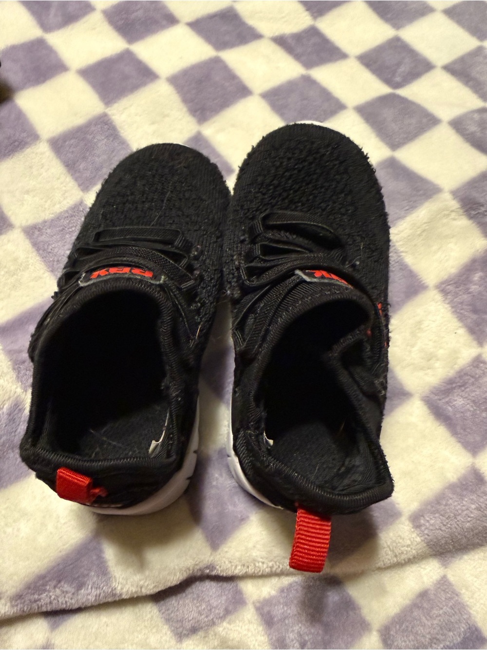 RBX Kids Black Slip-On Sneakers with Red Pull Tabs